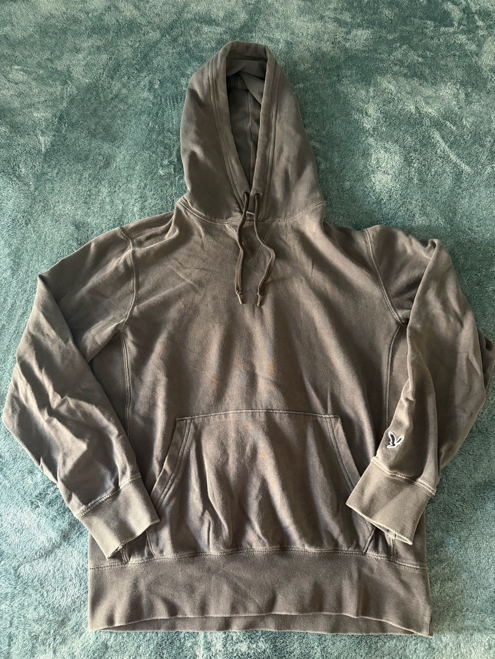 Men's American Eagle Hooded Pullover Sweatshirt Super Soft Gray Size‎ Small
